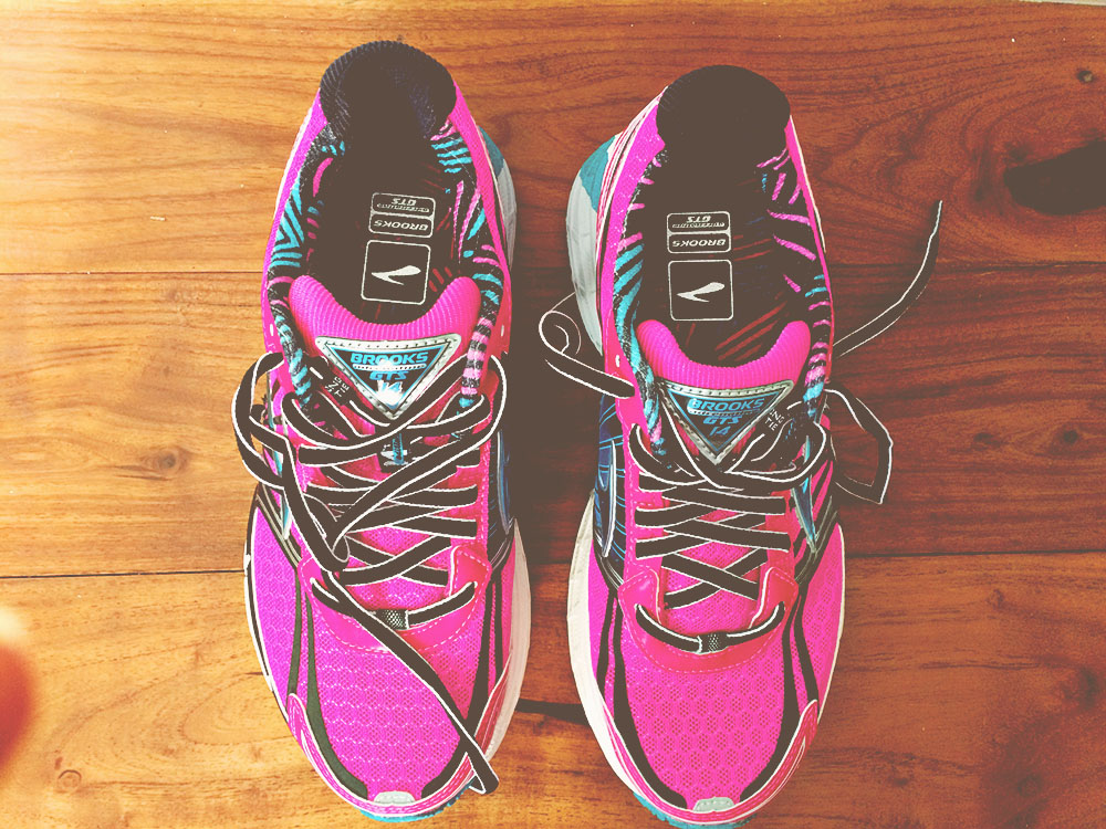 My pink Brooks running shoes